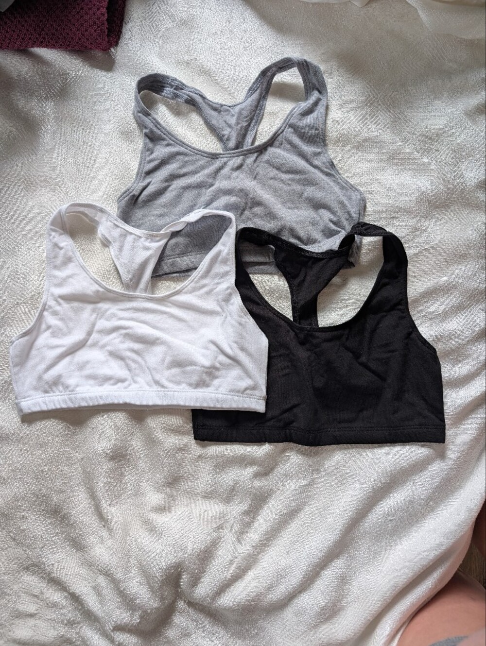Women's Cotton Racerback Bralette - Black, White & Gray